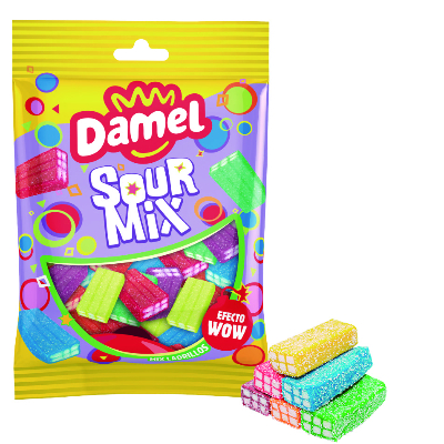DAMEL - Sour Mix Brique couleur Sachet 80gr halal boite 12 pièces