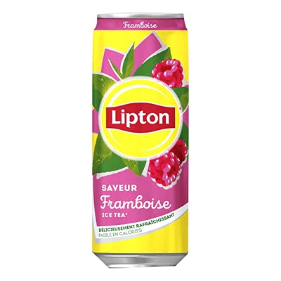 Boisson au thé Lipton - saveur framboise - canette de 33 cl - lot de 24