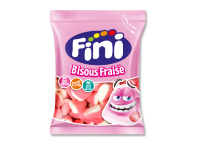 FINI halal SACHET Bisous fraise sucre 90 gr boite 12 pièces