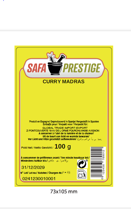 SAFA PRESTIGE curry madras 100g