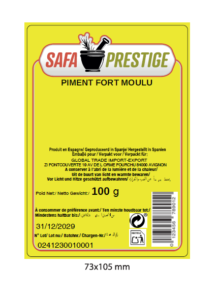 SAFA PRESTIGE piment fort moulu 100g