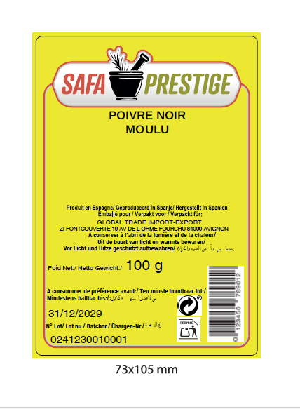 SAFA PRESTIGE poivre noire moulu 100g